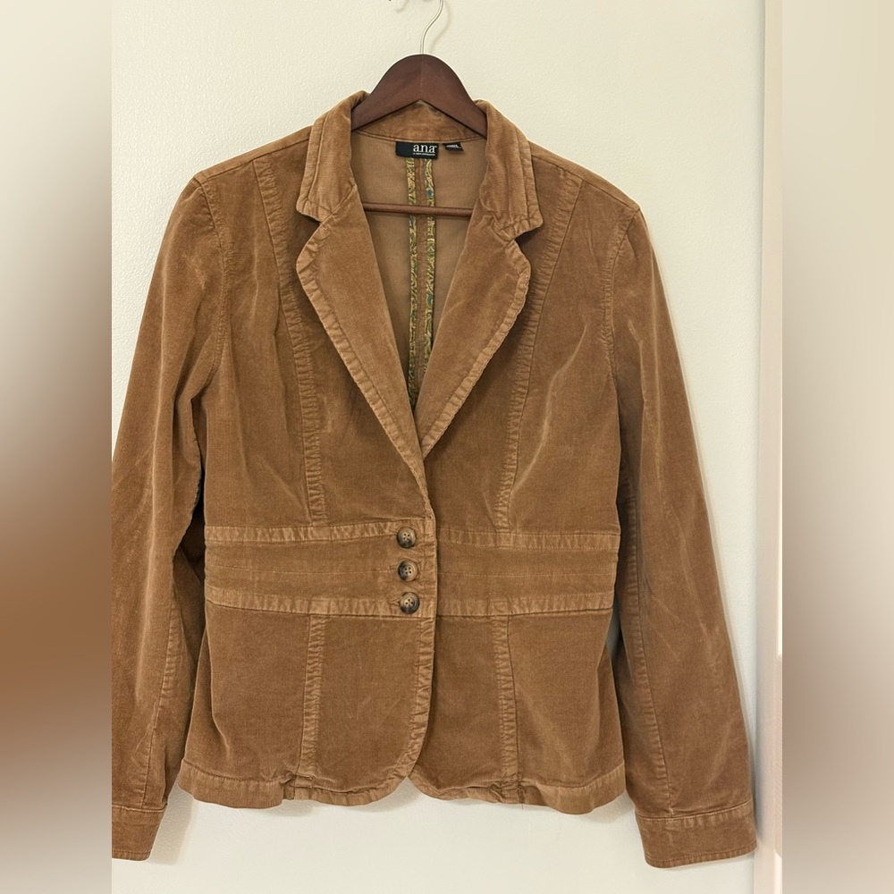 a.n.a Vintage Women's Tan Corduroy Blazer Y2K Classic 90s Fitted